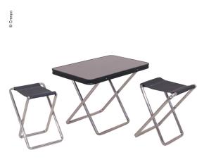 Table top with 2 camping stools, anthracite