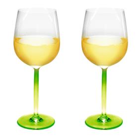 Plastic wine glasses Tarifa 370ml, green handle, SAN, set of 2
