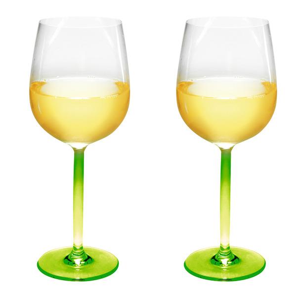 Plast vin glas Tarifa 370ml, grøn stamme, SAN, sæt af 2
