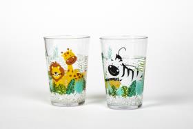 Sæt med 2 matchende drikkeglas med SAFARI-motiv