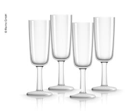 Polycarbonate champagne glasses white 180ml, 4 pieces
