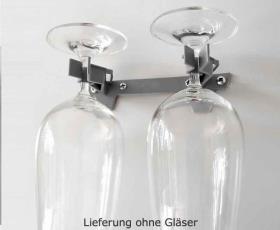 Double glass holder grey for glasses with handle