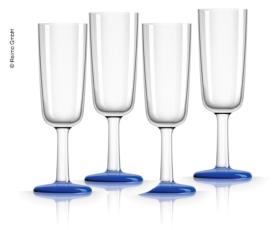 Polycarbonate champagne glasses blue 180ml, 4 pieces