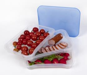 Storage cans and cold cuts cans, set of 3, transparent/blue