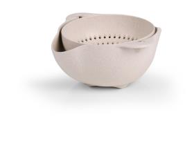 Bowl with sieve and rotating function