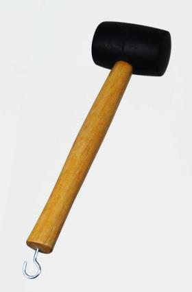 Rubber mallet with peg extractor