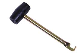 Rubber mallet with tent peg extractor