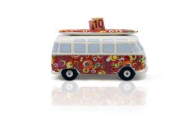 VW Collection money box Bulli Bubble with surfboard, porcelain