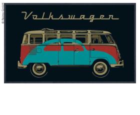 VW Collection Bulli door mat, black BUS+KÄFER, 75x50cm, 100%Nylon