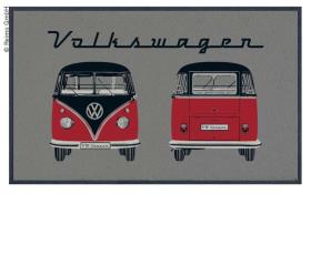 VW Collection Bulli door mat, grey FRONT+HECK, 75x50cm, 100%nylon