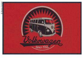 VW Collection Bulli door mat, red VINTAGE BUS LOGO, 75x50cm, 100%nylon