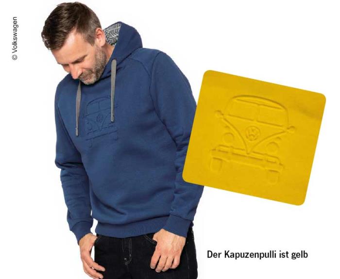 Hættetrøje VW Bulli, størrelse S, gul, 65% bomuld / 35% polyester