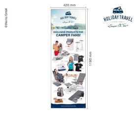 Holiday Travel Poster Motif: Products Outdoor, Dimensions 420x1190 mm
