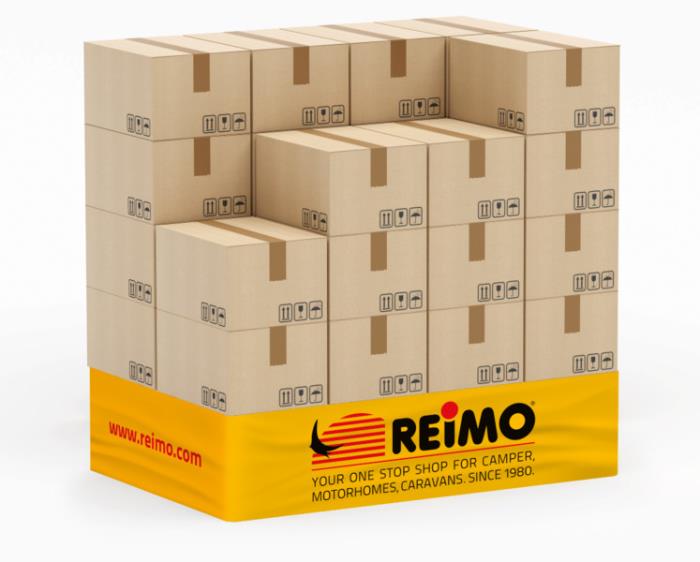 Pallehylster med Reimo-logo til en højde på 2 europaller
