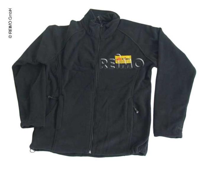 Reimo mens fleece jakke med firma logo på brystlomme og ryg størrelse L