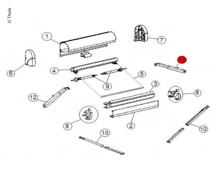 RH Rafter Arm Assy 3,0m