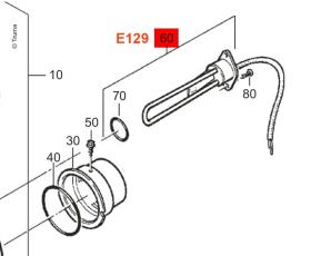 Heating rod complete with O-ring