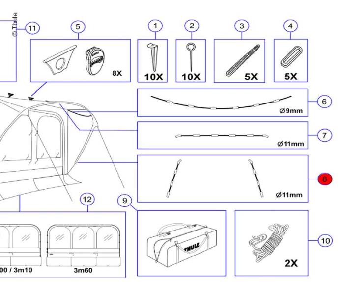 Tent poles 11mm LowerArch