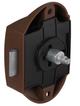 Screw-on bolt lock, push lock one-sided operation 25mm, brown