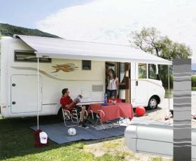 Fiamma Markise F65L (tagtelt) 4.9m. Case Titanium, klud Royal Blue