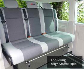 Sovesæde VW T6 / T5 V3000 størrelse 17, 1380 mm bred, 3-siders, bagsædet T5 &amp; T6