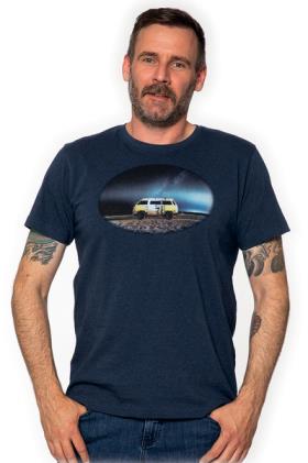 T-Shirt Herren VW, blau-melange, 100%Baumwolle